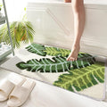 ZGXL Leaves Bath Mat Green Area Rug 2 Piece Non-Slip Soft Absorbent Bathroom Rugs Set Machine Washable Bath Rug Floor Carpet Ent