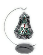 Polish Gallery Christmas Bell Ornament 4-Inch Blown Glass (Silver Embellished)