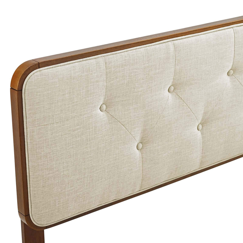 Modway Mod-6233-Wal-Bei Collins Tufted Full Fabric And Wood Headboard, Walnut Beige