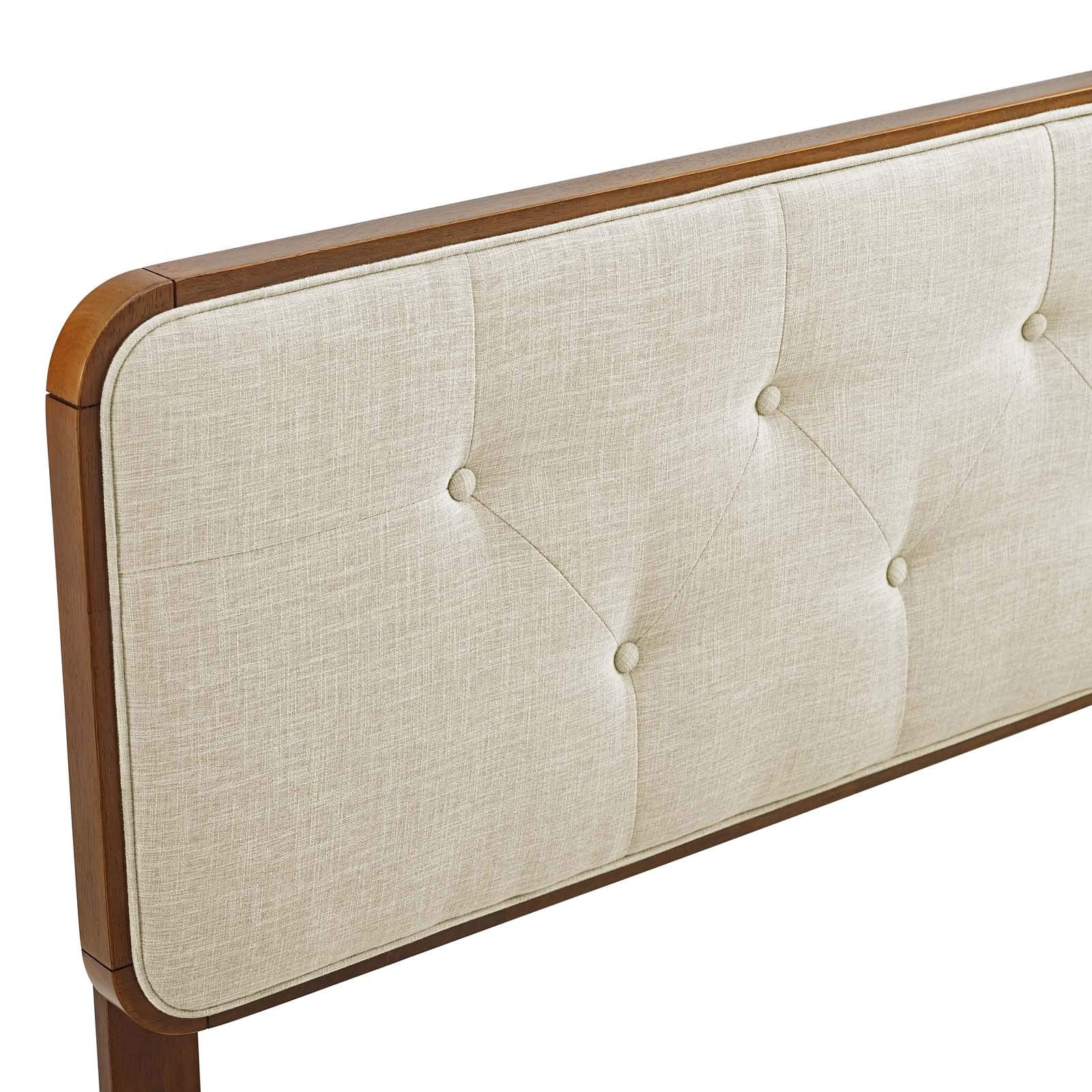 Modway Mod-6234-Wal-Bei Collins Tufted Queen Fabric And Wood Headboard, Walnut Beige