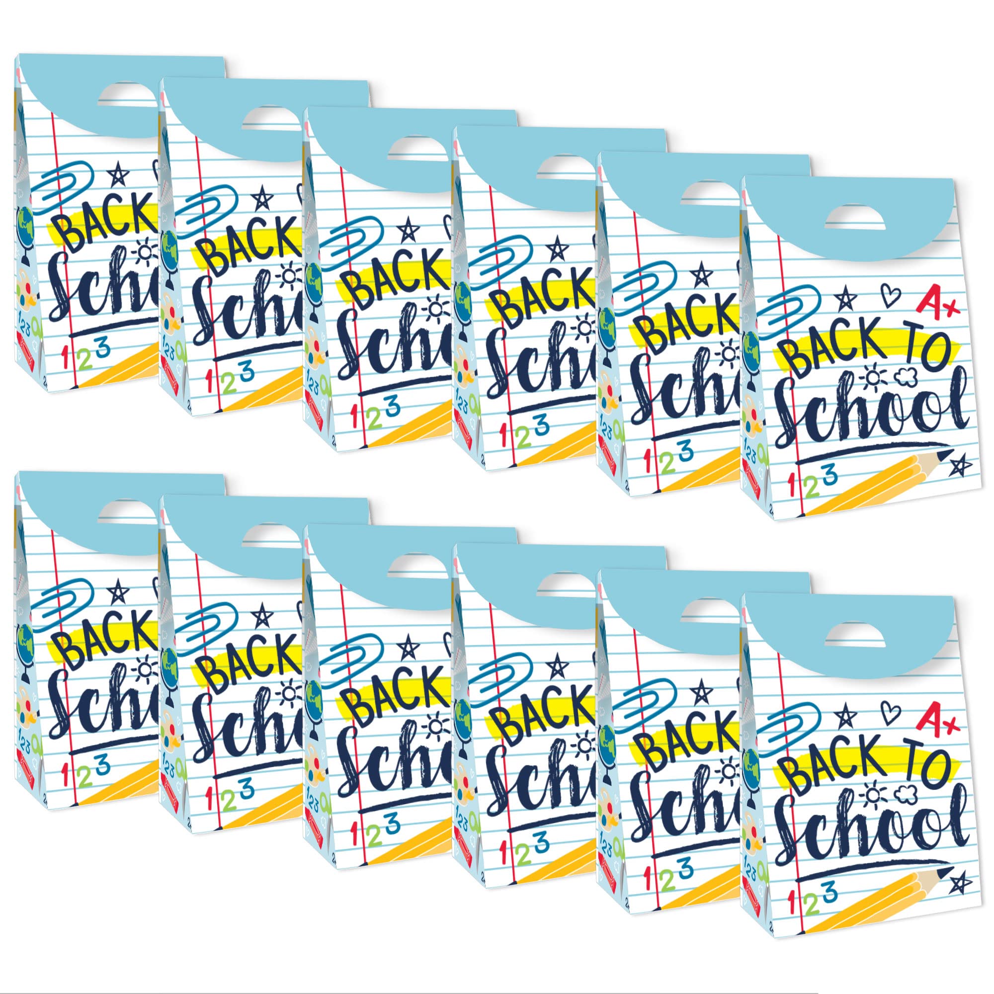 Big Dot Of Happiness Back To School - First Day Of School Classroom Gift Favor Bags - Party Goodie Boxes - Set Of 12