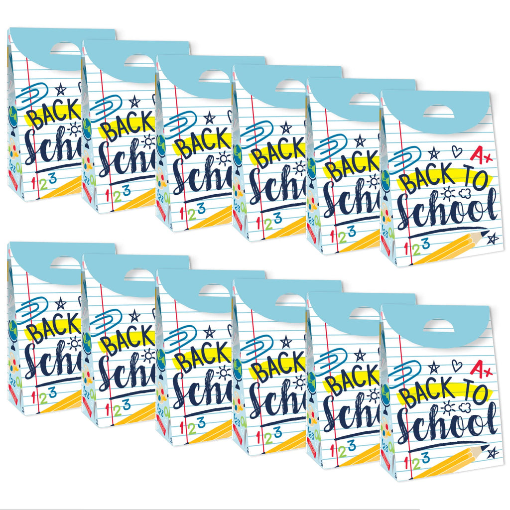 Big Dot Of Happiness Back To School - First Day Of School Classroom Gift Favor Bags - Party Goodie Boxes - Set Of 12