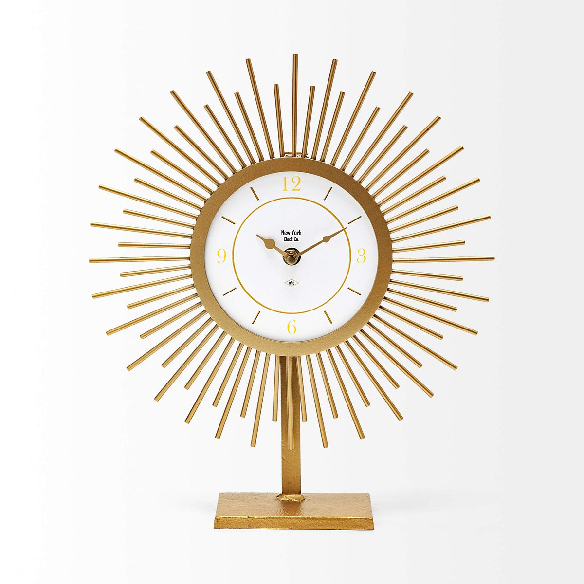 HomeRoots Sunburst Shape Gold Metal Desk/Tabletop Clock