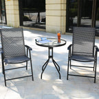 Dimar Garden 24' Outdoor Side Table Patio Metal Round Bistro Coffee Table With Glass Top,Black