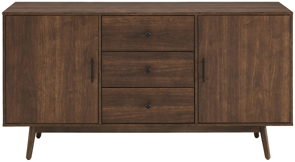 Crosley Furniture Lucas Mid Century Sideboard Buffet Cabinet with Storage, Brown
