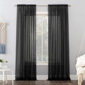 No. 918 53566 Emily Sheer Voile Rod Pocket Curtain Panel, 59'' x 95'', Black