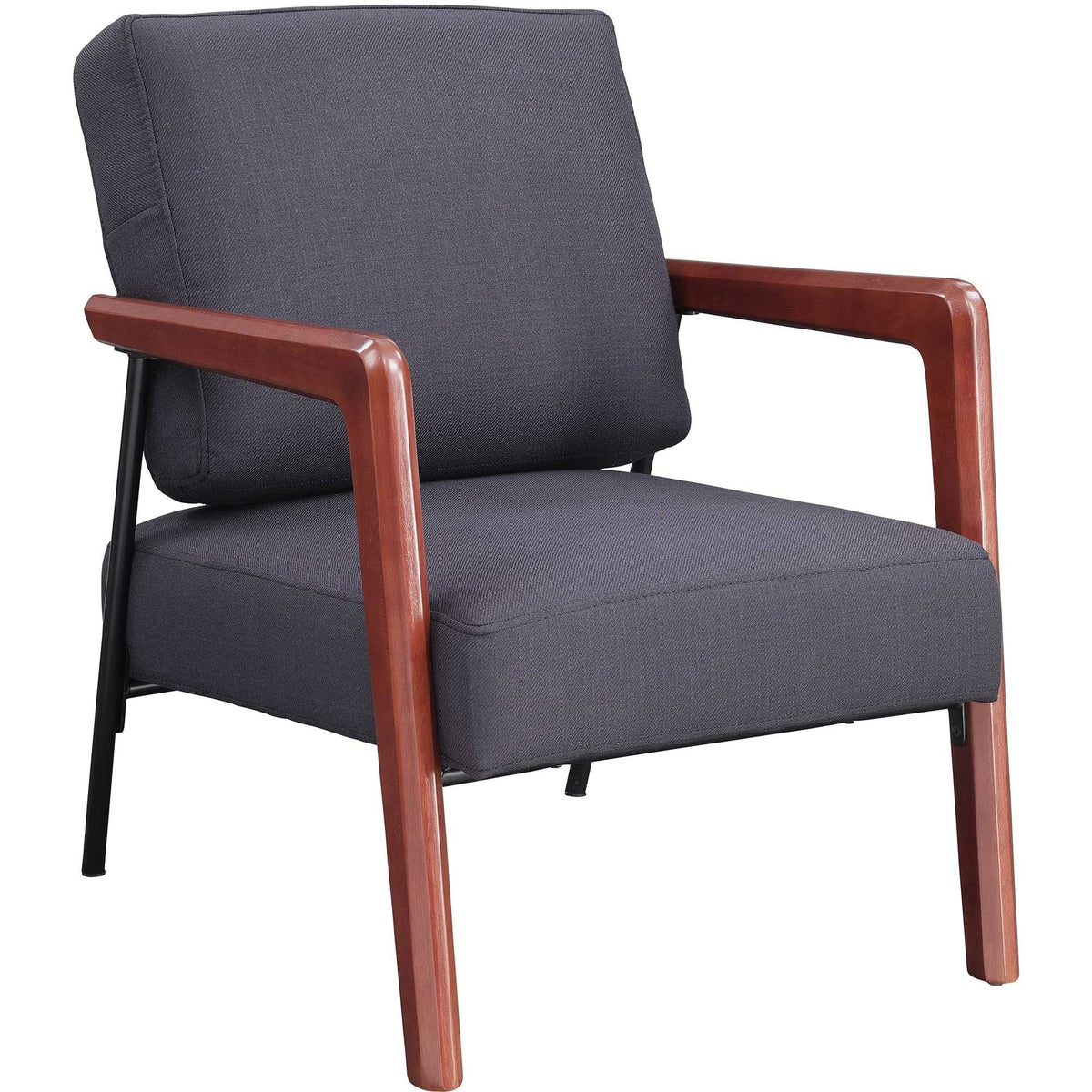 Lorell Fabric Back/Seat Rubber Wood Lounge Chair