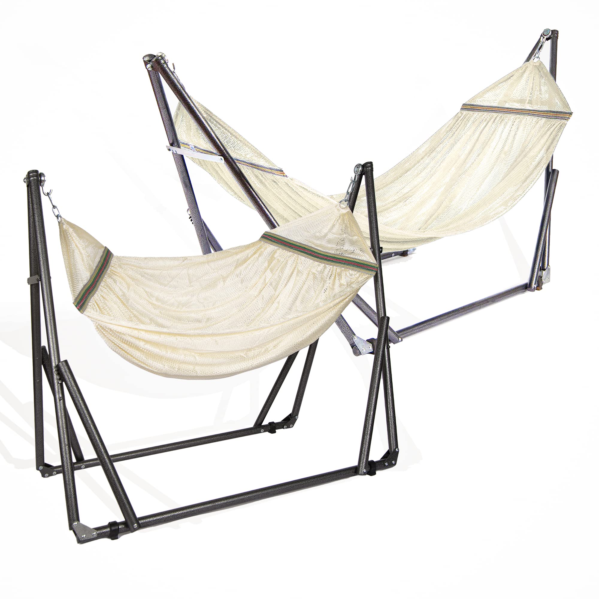 2 in 1 Hammock and Swinging Chair with Collapsible Steel Stand 450 lbs Capacity- Carrying Case, Portable & Adjustable, Perfect f