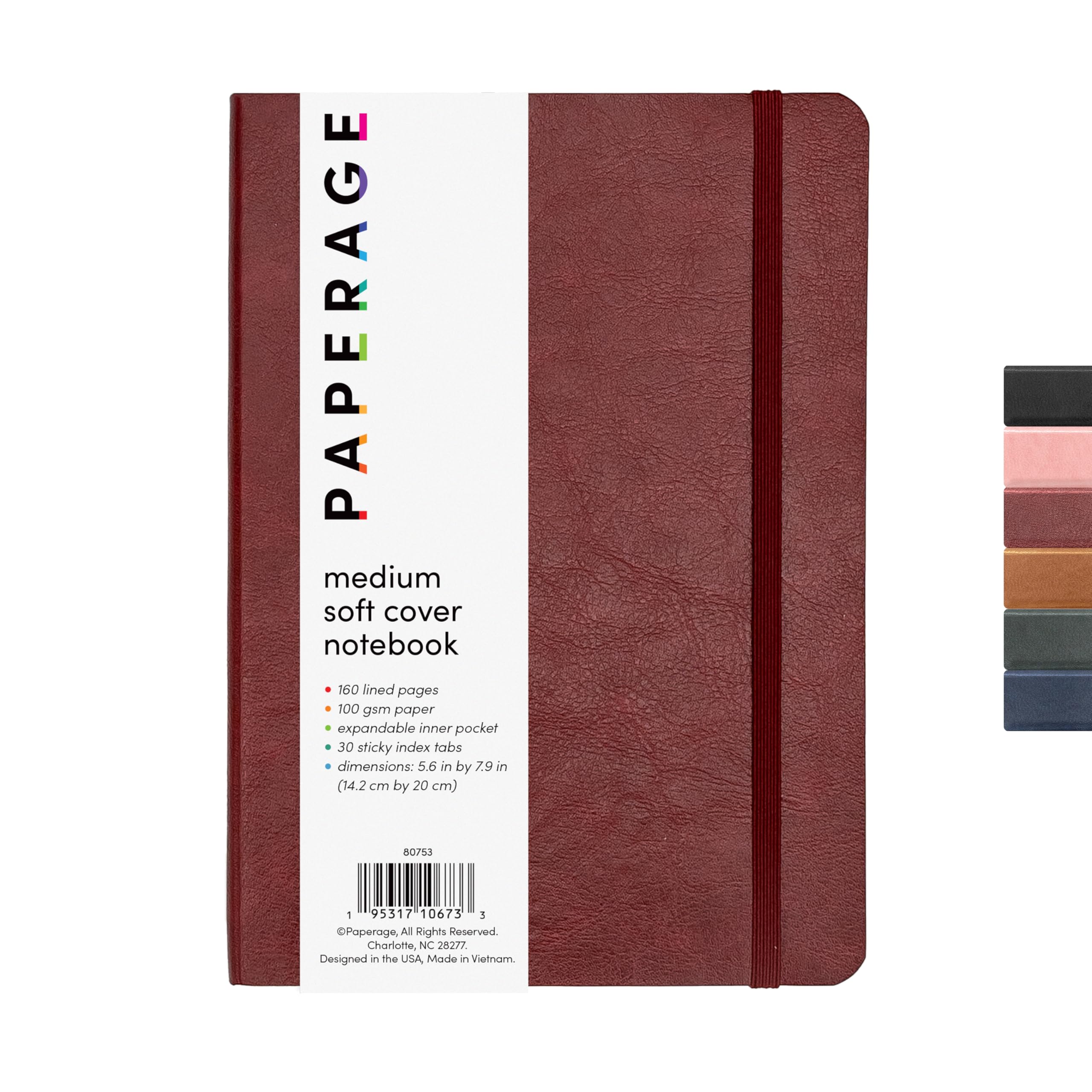Paperage Softcover Lined Journal Notebook (Burgundy), 160 Pages, Medium College Ruled Notebook, 5.6 Inches X 7.9 Inches - 100 Gs