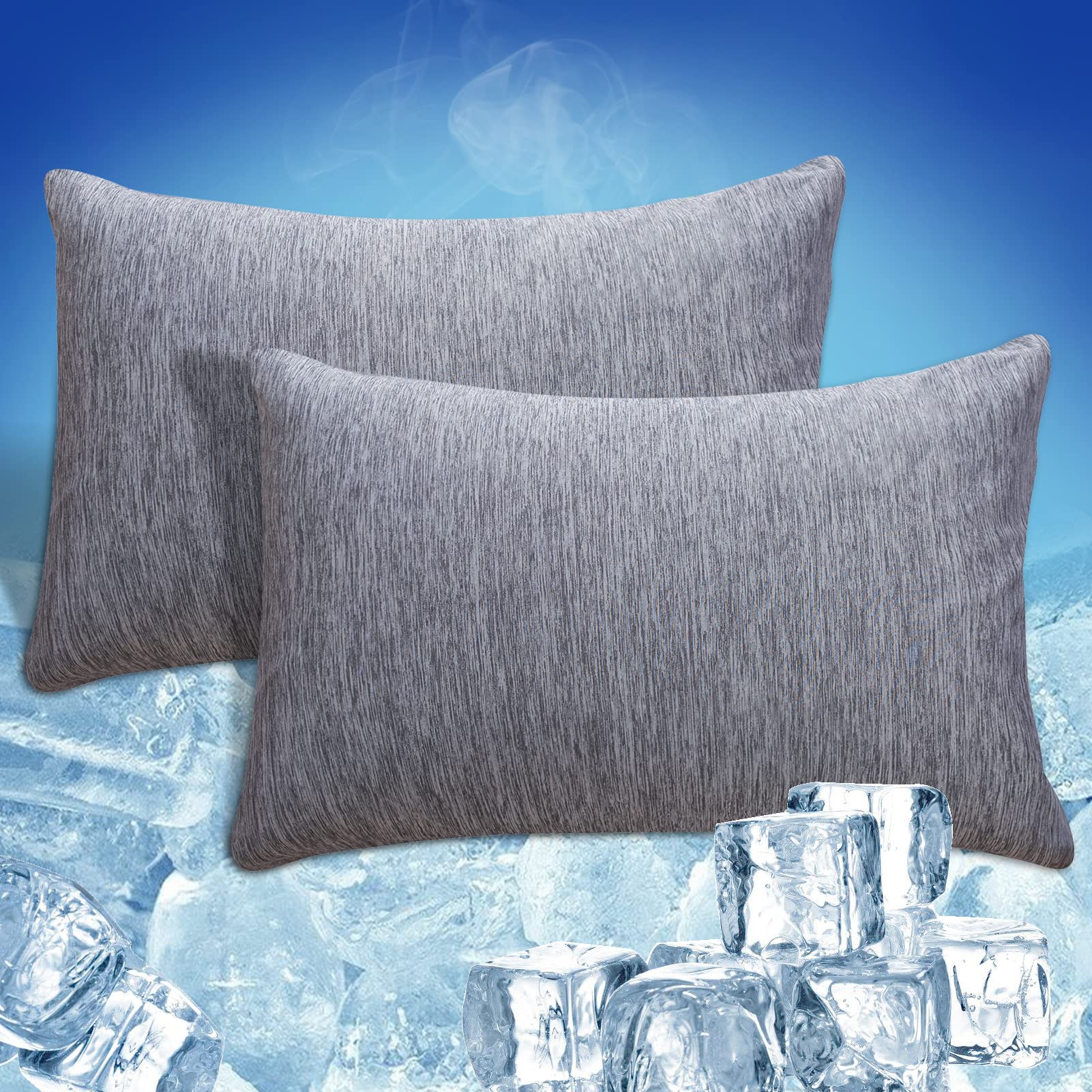 Cooling Pillowcases, Double-Side Design [Cooling & Cotton Fiber] Cooling Pillow Cover With Hidden Zipper, Cool Pillow Protector