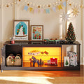 Bestier LED TV Stand for 55/60/65 Inch TVs, Modern Entertainment Center with Cabinet for PS5, Xbox, Adjustable Glass Shelves for