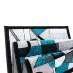 Flash Furniture Elias Collection Geometric Abstract Area Rug - Turquoise Olefin Rug With Jute Backing - 3' X 10' - Hallway, Entryway, Or Bedroom