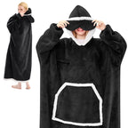 IFNOW Wearable Blanket Hoodie Oversized Sherpa Fleece Hooded Sweatshirt Blanket with Eye Mask Cozy and Giant Blanket Hoodie with
