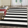 Liora Manne Sorrento Rugby Stripe Black Reversible Lightweight Rug, 36 X 56, Ivory