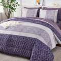 Dinjoy Purple King Size Comforter Set,Striped Bed In A Bag King 7 Pieces Soft Microfiber Bedding Comforters Sets Boho Fall Bed C