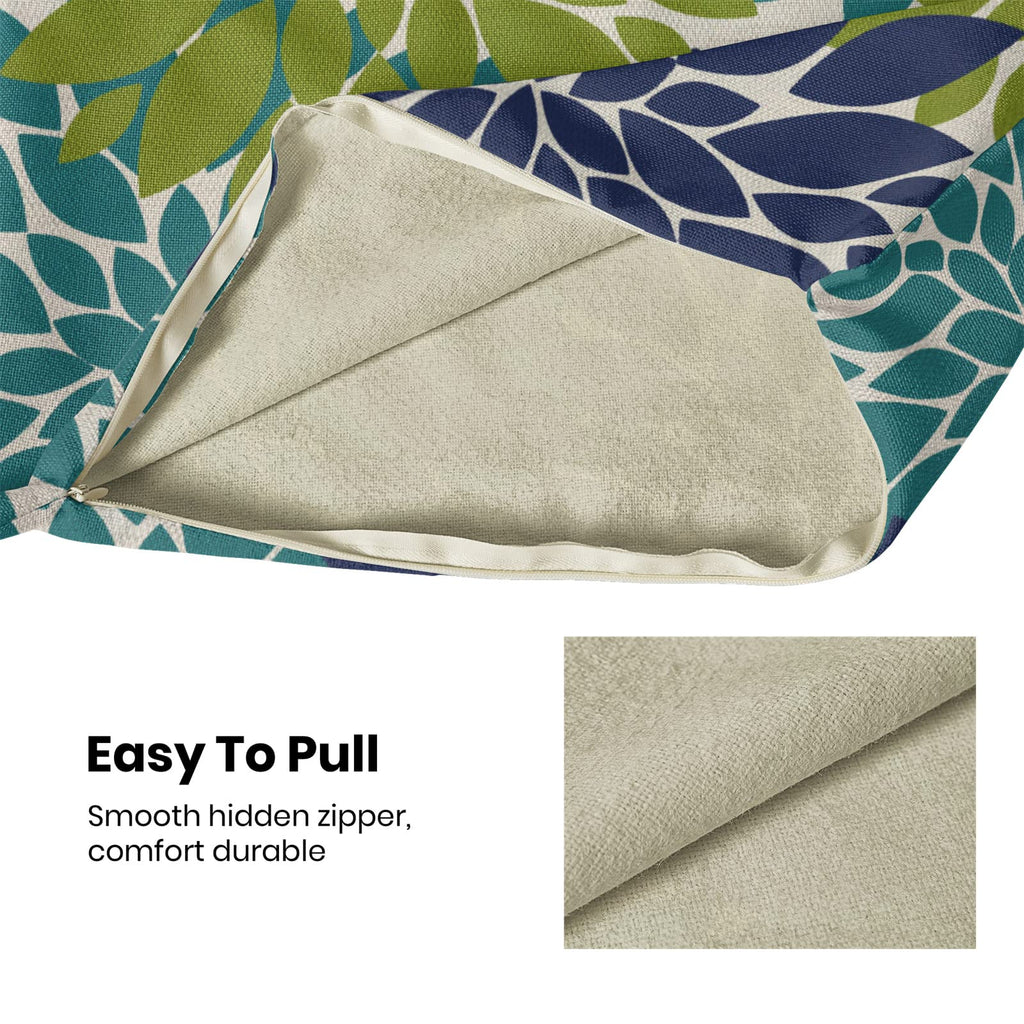 Cxmeifly Navy Blue Sage Green Teal Pillow Covers 16X16 Inch Set Of 2 Dahlia Floral Decor Throw Pillows Summer Modern Geometry Fl
