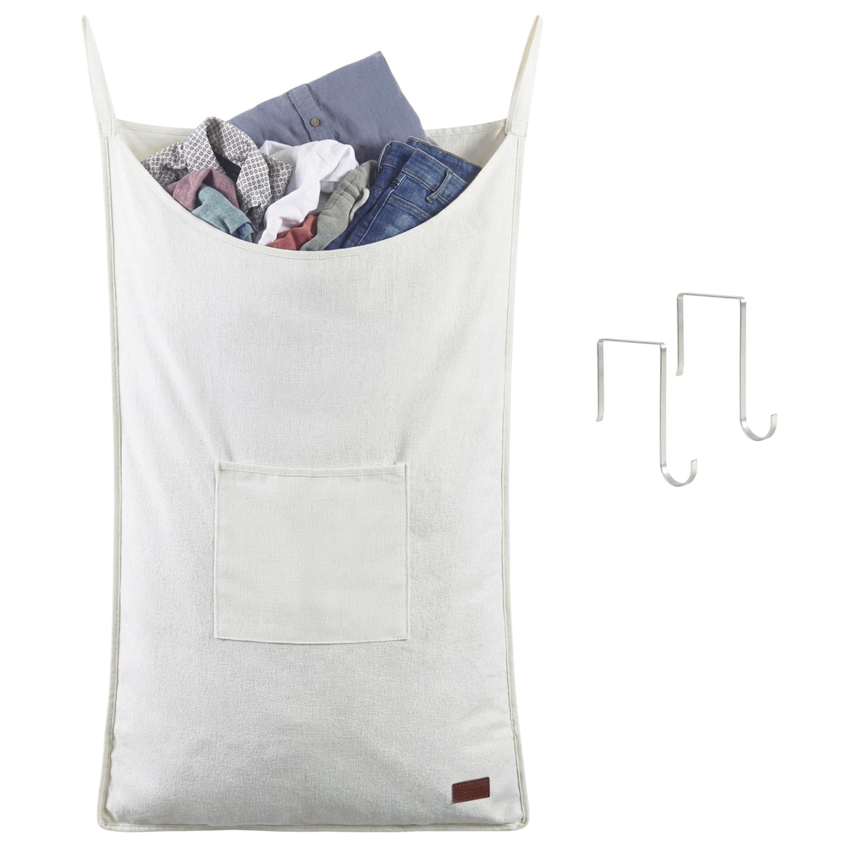 DECOMOMO Hanging Laundry Hamper  Laundry Bag with Hooks (White)