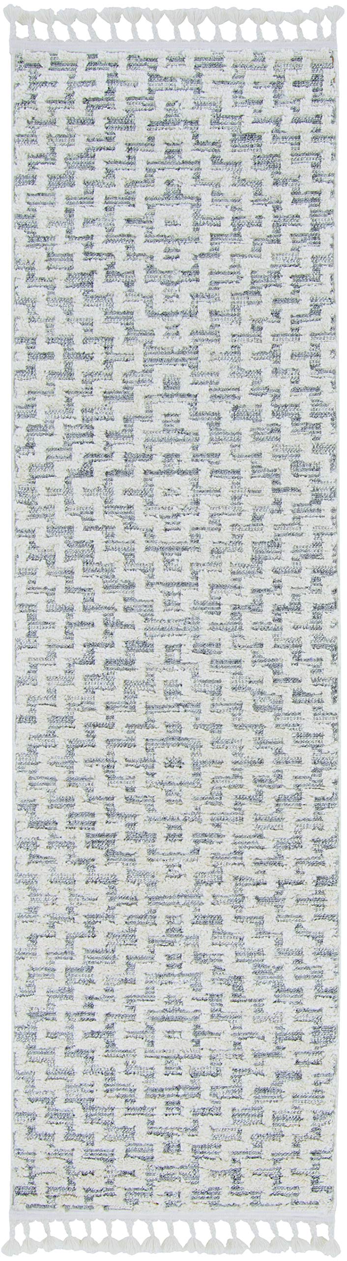 HomeRoots Polyester 8'x11' Ivory Grey Machine Woven Diamond Geometric Indoor Area Rug