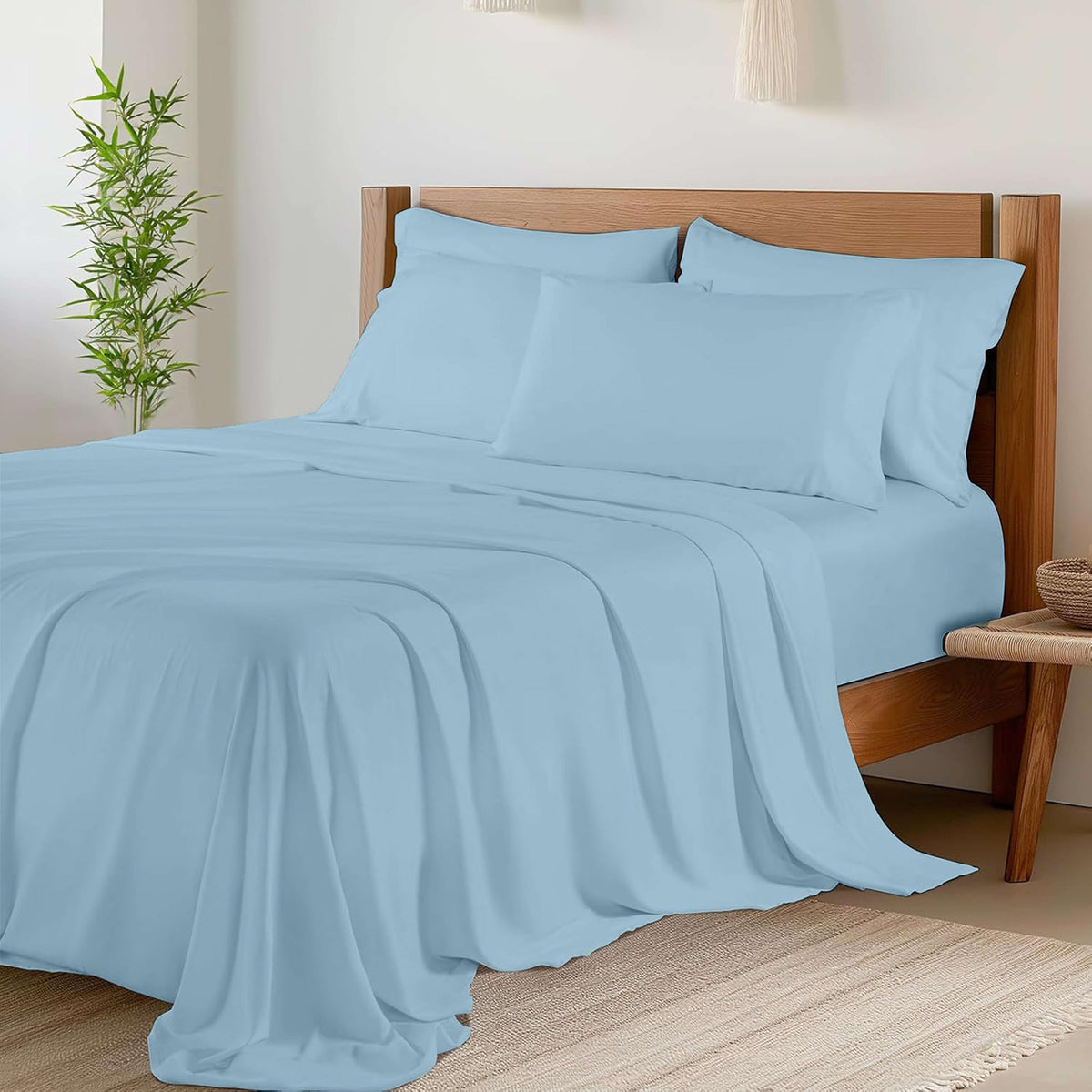 Queen Size Sheet Set - 6 Piece Set - 400-Thread-Count 100% Egyptian Cotton Bed Sheets - Deep Pockets - Easy Fit - Bed Sheets Que