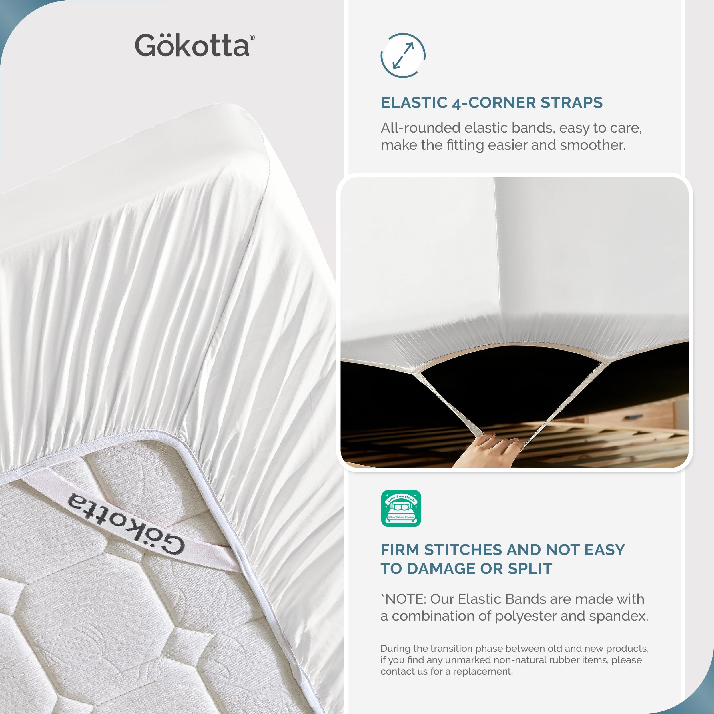 Gokotta Fitted Sheet Only - 15 Inch Pocket Bamboo Rayon Fitted Sheet, Super Soft And Cooling Bottom Sheet With 4 Elastic Corner