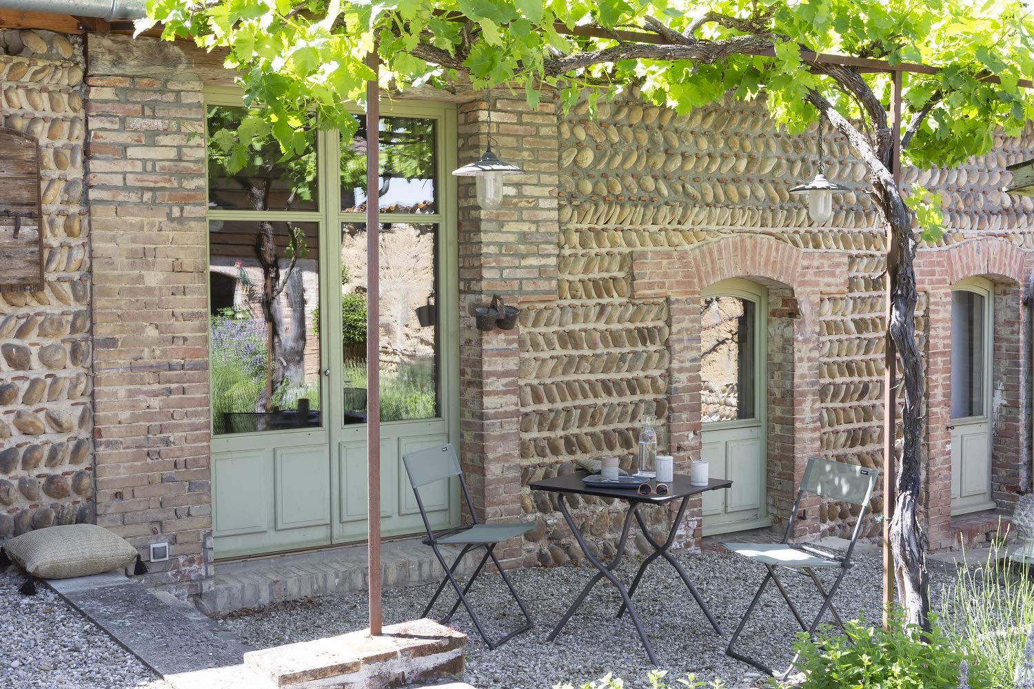 HomeRoots Frame: Powder Coated Finish (100% Polyester Powder Folding Chair - Set of 2 - Basalt Steel Frame - Moss Fabric