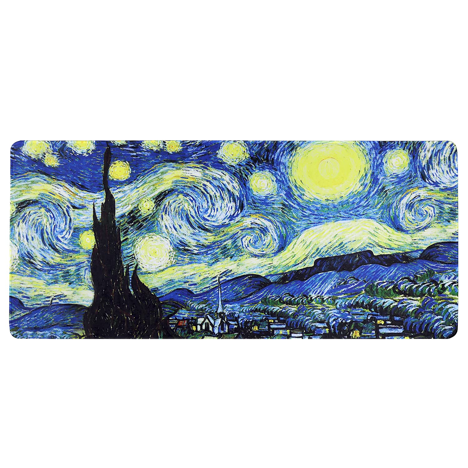 Meffort Inc Extra Large Extended Gaming Desk Mat 34.75 X 15.25 Inch Mouse Pad - The Starring Night