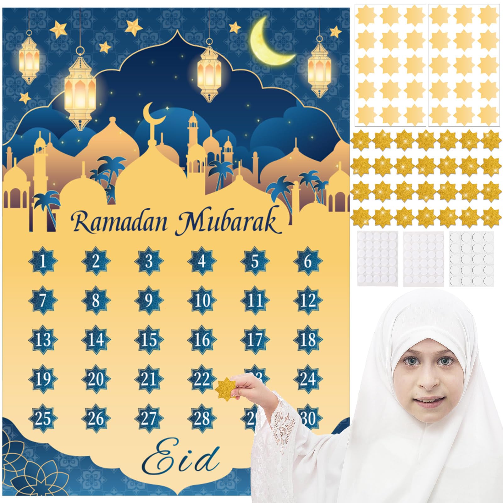 MARFOREVER Ramadan Mubarak Decorations Ramadan Calendar 2024 Ramadan Countdown Calendar for Kids Ramadan Advent Calendar with 60