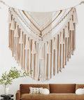 Jakalin Large Macrame Wall Hanging 47 Wx 55 L Brown Macrame Wall Decor Boho Panels Handmade Yarn Wall Art Living Room Bedroom Ho