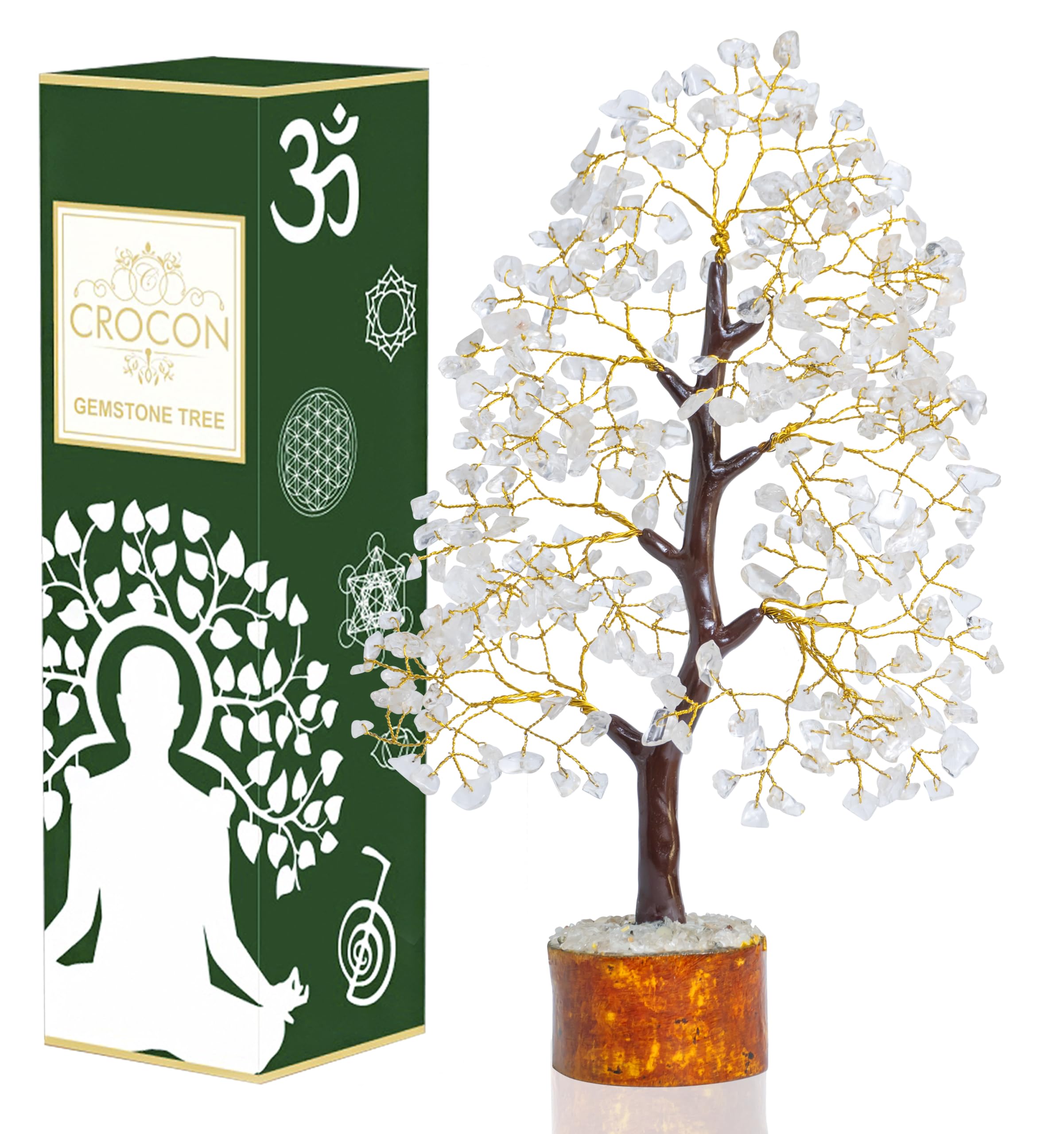 Clear Quartz Crystal Tree of Life - Chakra Tree for Positive Energy, Feng Shui Decor - Gemstone Money Bonsai Tree, Good Luck Hea