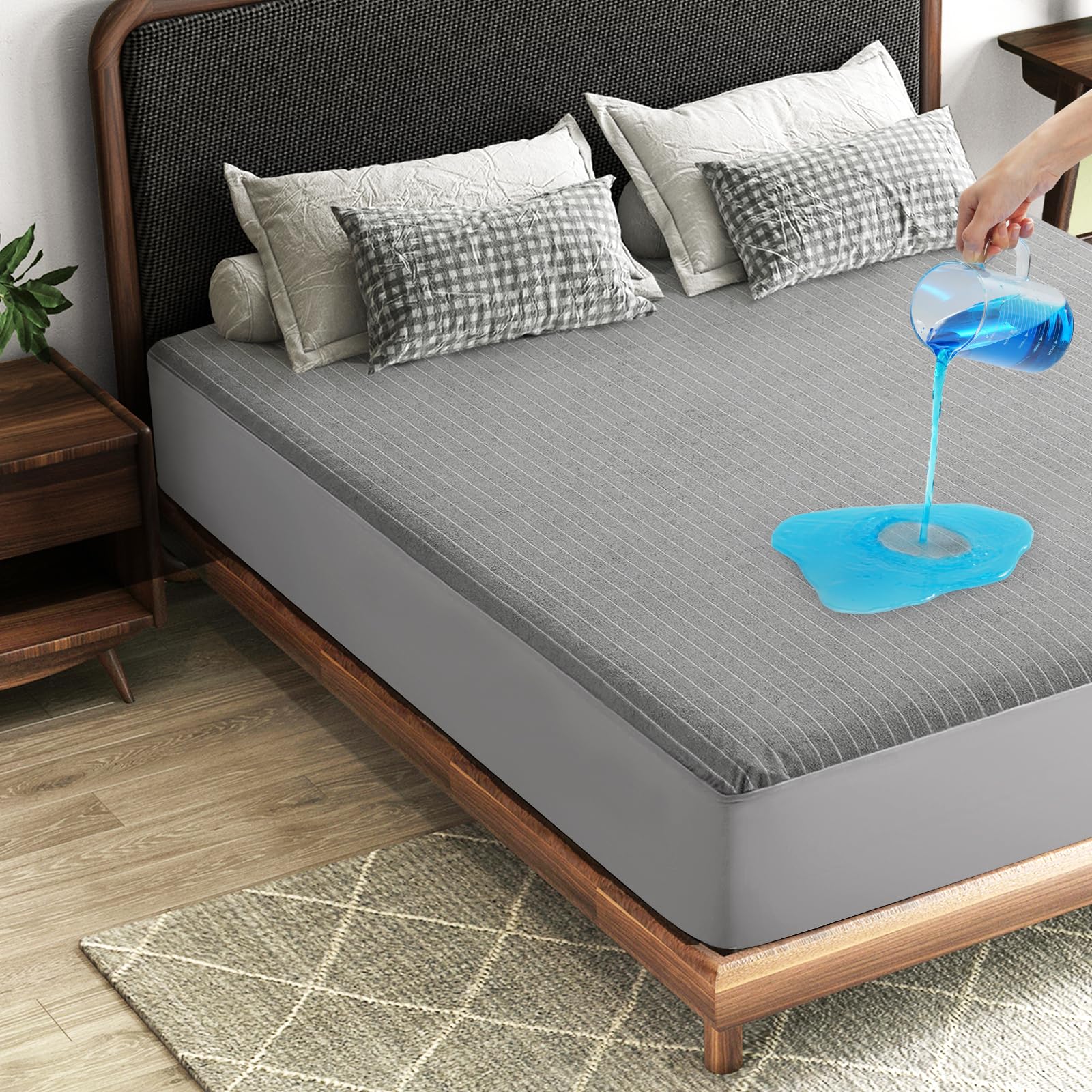 Tastelife Queen Mattress Protector Waterproof, Breathable & Noiseless Waterproof Mattress Cover Fitted Deep Pocket From 8' To 2