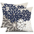Dfxsz Outdoor Throw Pillow Covers 20X20 Inch Set Of 2 Waterproof Spring Summer Geometric Elegant Navy White Outdoor Pillow Cover