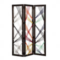 HomeRoots 61 x 1.5 x 72 Multicolor Fabric and Wood Traverse Screen Room Divider