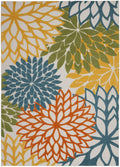 Nourison Aloha Indoor/Outdoor Floral Turquoise Multicolor 7'10' X 10'6' Area Rug, (8' X 11')