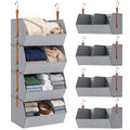 37.4 x 15.7 x 10.2 Inch 4Tier Collapsible Hanging Closet Organizer & Hooks