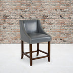 Flash Furniture Bellagio Contemporary Adjustable Height Barstool With Accent Nail Trim In Gray Leathersoft