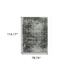 HomeRoots 508931 6 x 9 ft. Charcoal Gray Blue Ivory & Taupe Oriental Power Loom Stain Resistant Rectangle Area Rug