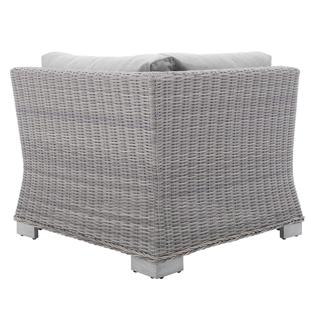 Modway Conway Sunbrella Outdoor Patio Wicker Rattan, Corner Chair, Light Gray Gray