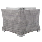 Modway Conway Sunbrella Outdoor Patio Wicker Rattan, Corner Chair, Light Gray Gray
