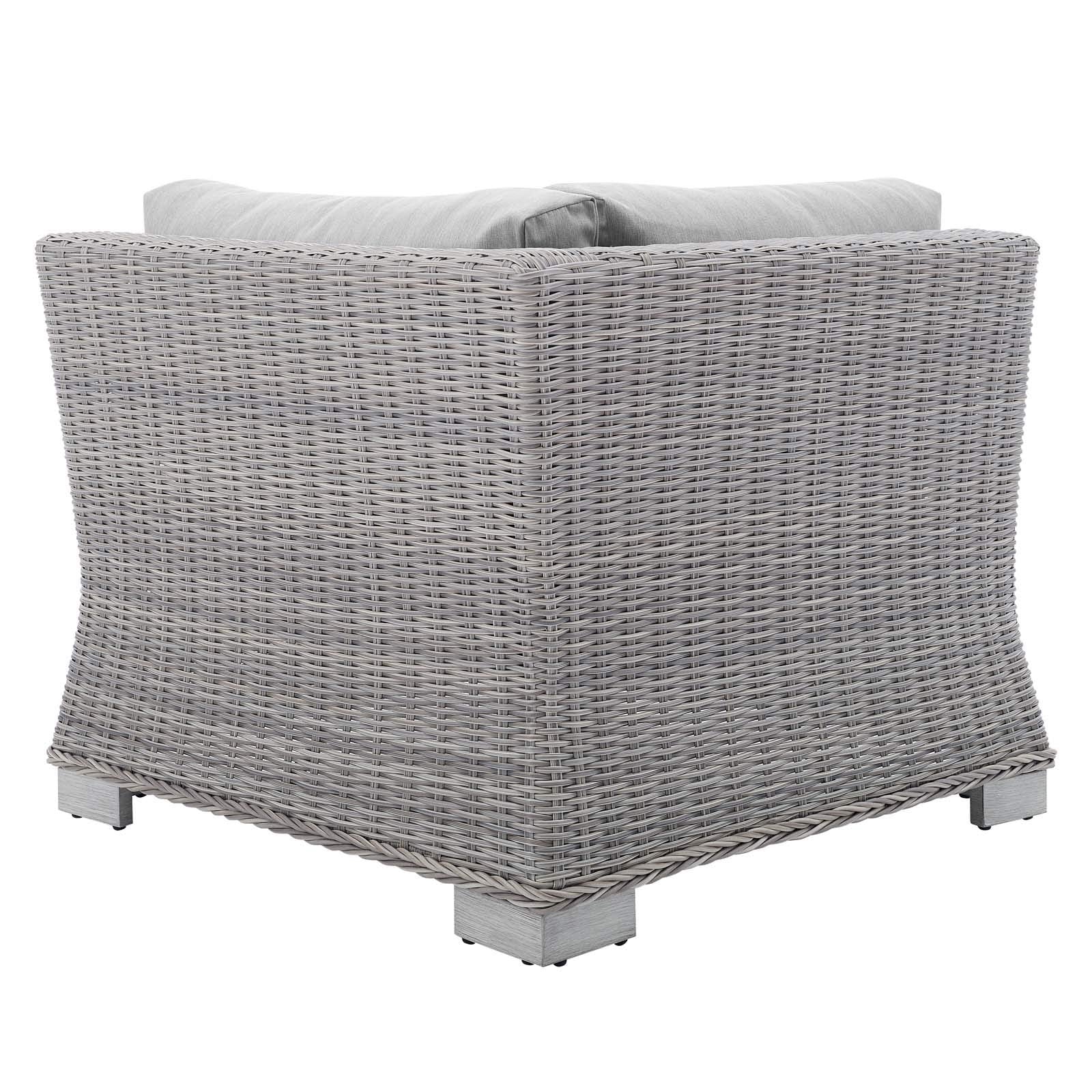 Modway Conway Sunbrella Outdoor Patio Wicker Rattan, Corner Chair, Light Gray Gray
