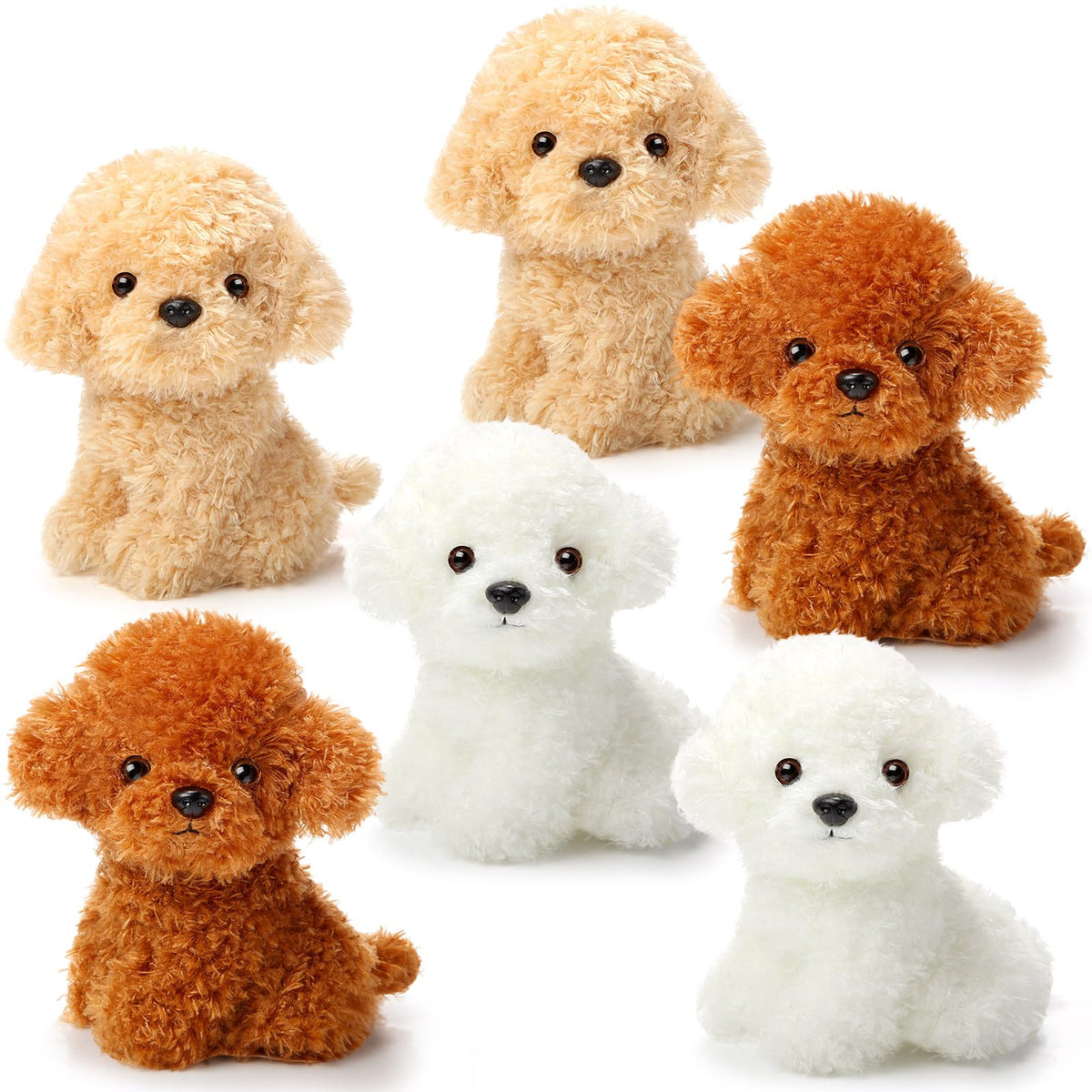 Harrycle 6 Pcs 8 Inch Stuffed Animal Plush Dog Puppy Soft Plush Pillow Toy Fluffy Puppy Set For Kids Girls Dog Theme Party Favor
