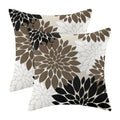Brown Black White Pillow Covers 18x18 Inch Set of 2 Dahlia Floral Decor Throw Pillows Summer Modern Geometry Flower Outdoor Deco