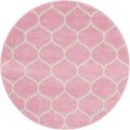 Unique Loom Trellis Frieze Collection Area Rug - Rounded (5 1 Round Light Pink/Ivory)