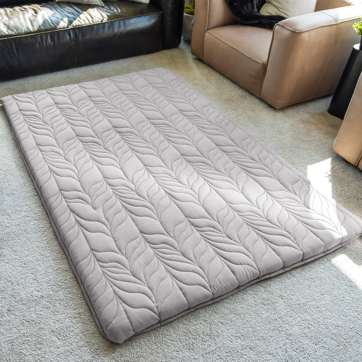 ZonLi Japanese Floor Mattress Futon Mattress Full Size, Thicken Roll Up Tatami Mat w/ 100% Cotton Washable Cover, Portable & Fol
