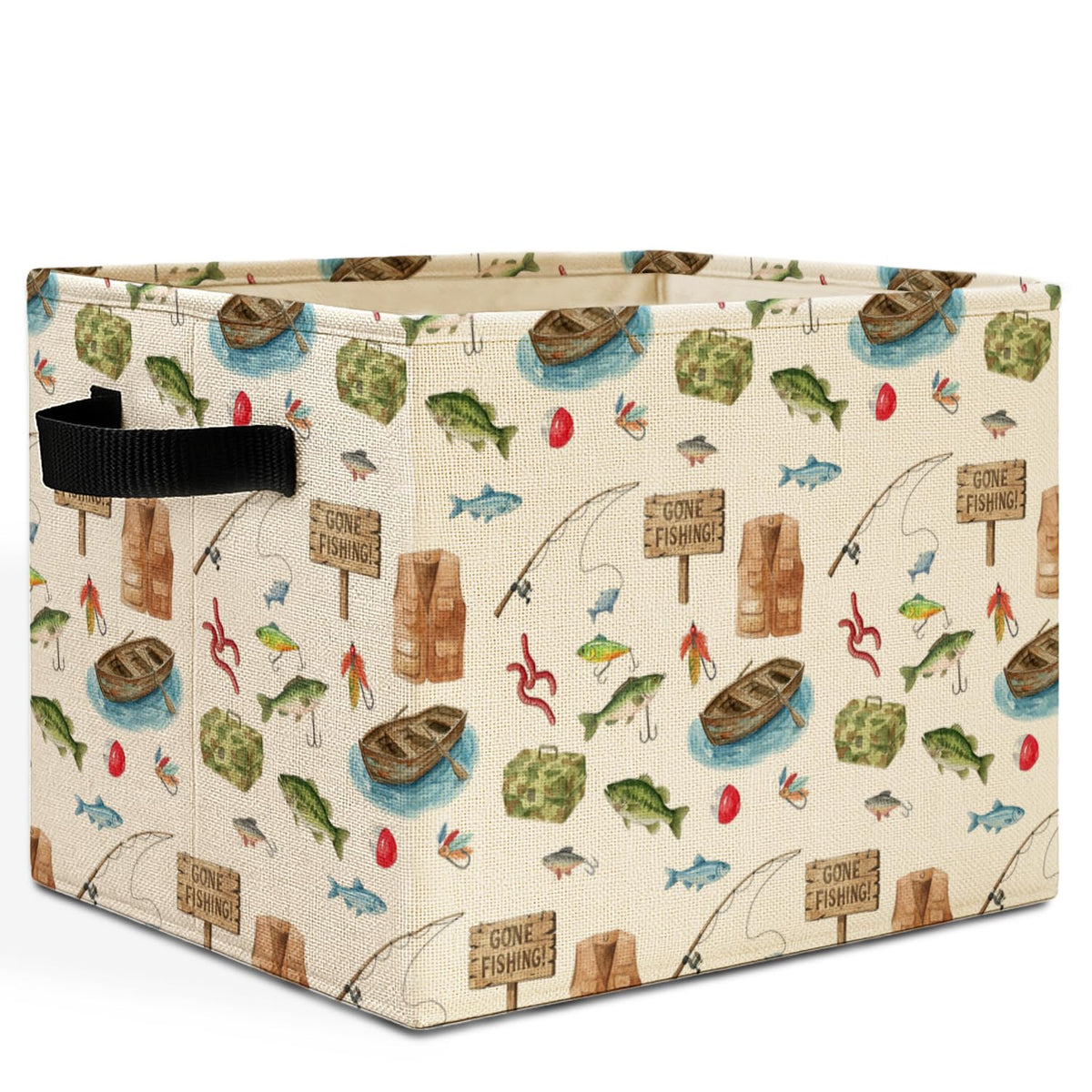HSIASHENG Fishing Boys Room Storage Bins Box with Handles, Fish Fishing Lover Gifts Laundry Basket Hamper Collapsible Clothes To