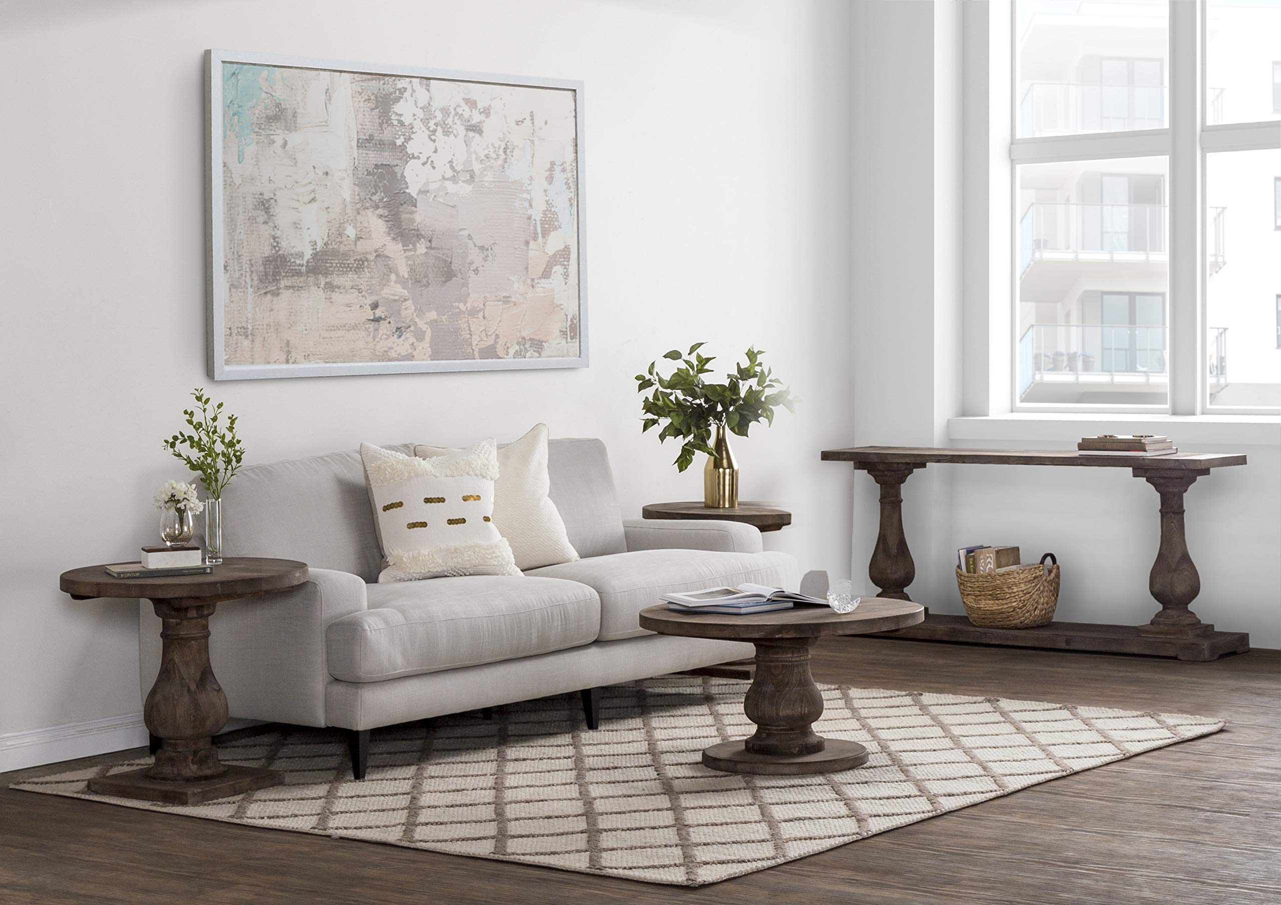 Kosas Home Carolina End/Side/Nesting Tables, Rustic Brown Finish