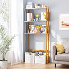 Amazerbath Bamboo Over The Toilet Storage Shelf, Bathroom Storage Organizer Rack, 3-Tier Bathroom Shelves Space Saver, White And Natural Color
