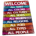 Homebody Accents All Welcome Metal Sign, Equality, Unity, Peace, Positive Living, Love Trumps Hate