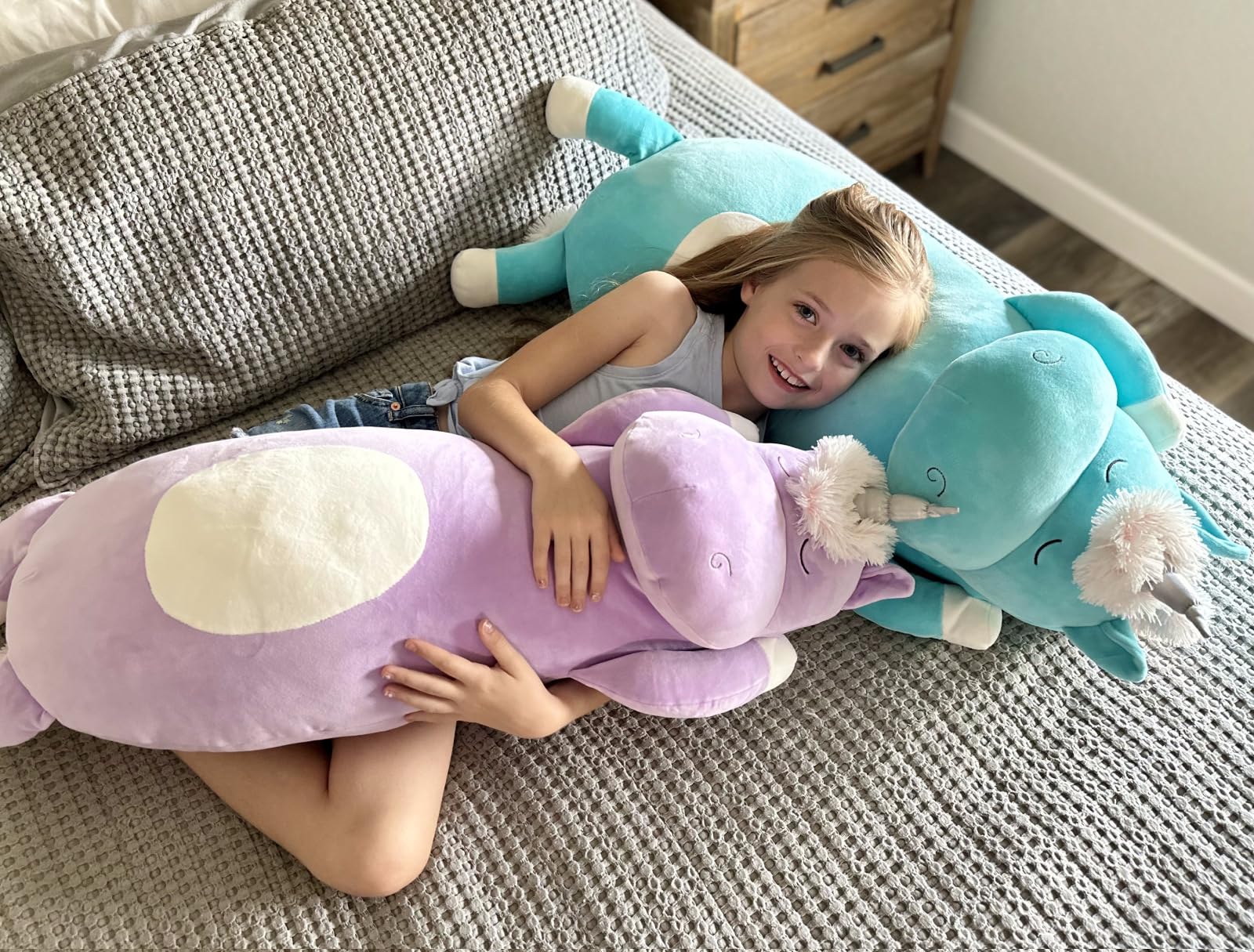 Morismos Big Unicorn Body Pillow, 36.2' Plush Unicorn Stuffed Animal, Super Soft Unicorn Pillow For Girl Kid, Giant Stuffed Uni