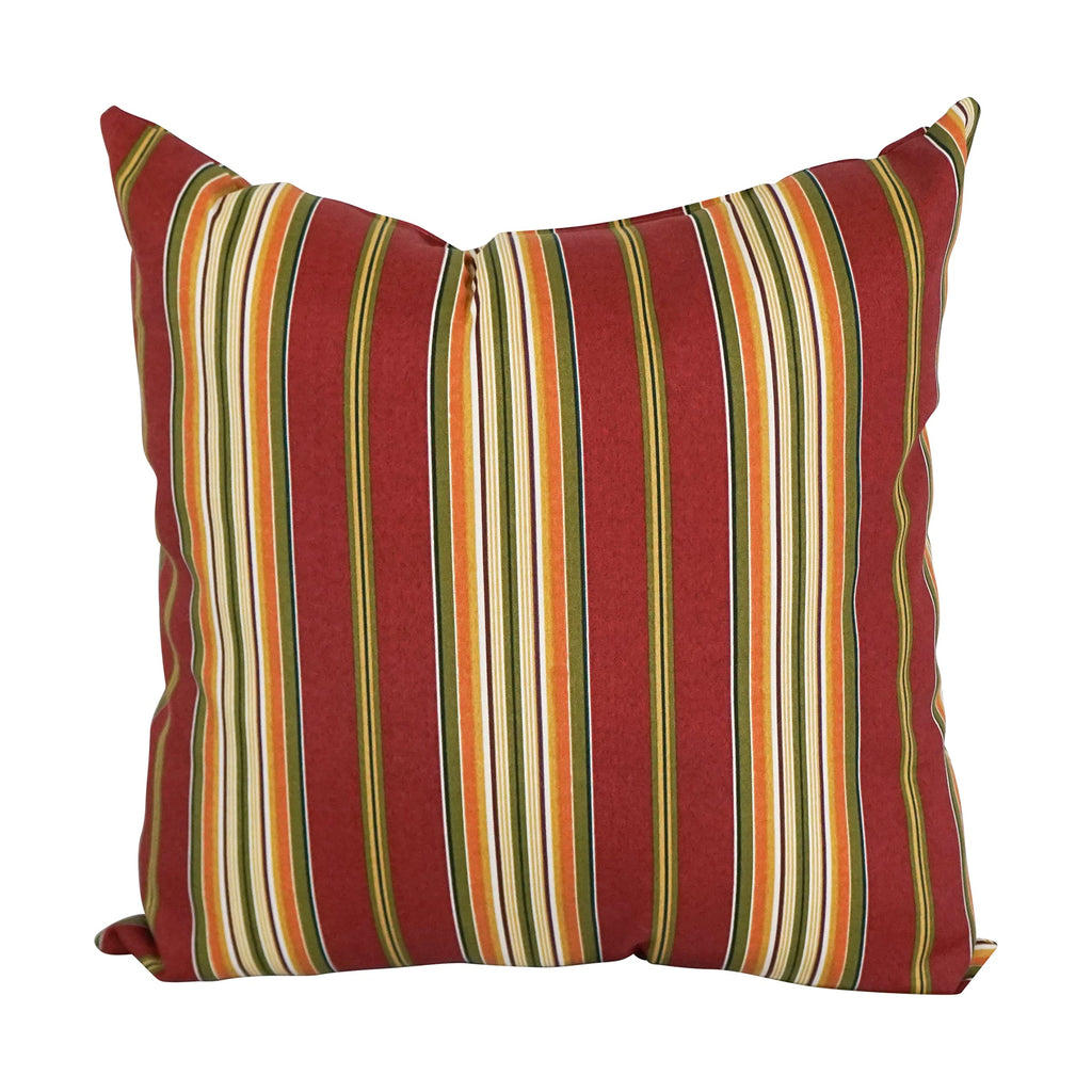 Blazing Needles Square Indoor/Outdoor Throw Pillow, 25", Kingsley Stripe Ruby 2 Count
