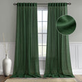 Miulee Linen Curtains 90 Inch Length For Living Room 2 Panels, Hunter Green Back Tab Pocket Light Filtering Semi Sheer Soft Line